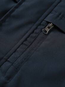 Manfinity Homme Nam Dây kéo áo có mũ Áo khoác - Màu xanh hải quân - Xem 3