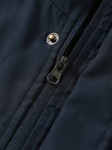 Manfinity Homme Nam Dây kéo áo có mũ Áo khoác - Màu xanh hải quân - Xem 4