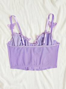 蝴蝶貼花鋼圈文胸 - 紫丁香色 - 查看 2