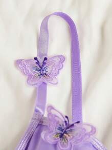 蝴蝶貼花鋼圈文胸 - 紫丁香色 - 查看 5
