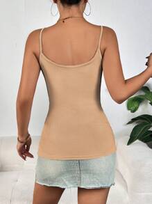 SHEIN Privé Chain Detail Cami Top - Khaki - View 2