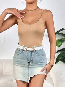 SHEIN Privé Chain Detail Cami Top - Khaki - View 5