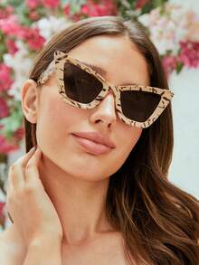 SHEIN VCAY 貓眼墨鏡 - 黑色 - 查看 3