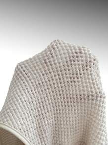 SHEIN Privé 圓點雞心領口燈籠袖華夫格編織連身背心 - 杏色 - 查看 6