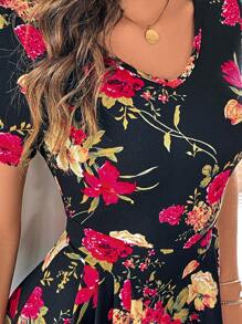 SHEIN Clasi Floral Print A-line Dress - Multicolor - View 6