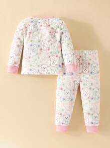 Baby Girl Cartoon Graphic Snug Fit PJ Set - Pink - View 2