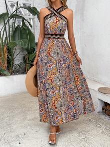 Breezaya Váy Maxi In Họa Tiết Paisley Tương Phản Trang Phục Đi Biển Cho Nữ - Nhiều màu - Xem 1
