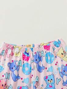 Chica Joven Conjunto de pijama con estampado de dibujos animados - Multicolor - Ver 4