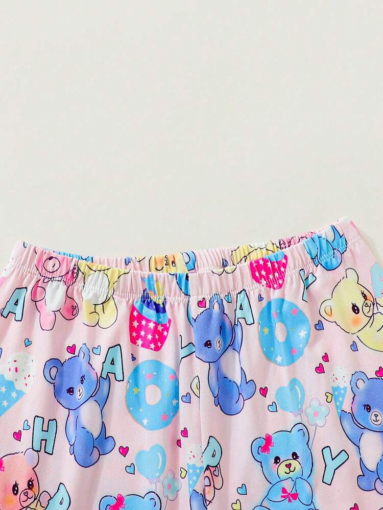 Chica Joven Conjunto de pijama con estampado de dibujos animados - Multicolor - Ver 4