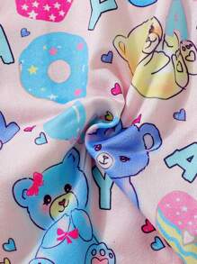 Chica Joven Conjunto de pijama con estampado de dibujos animados - Multicolor - Ver 7
