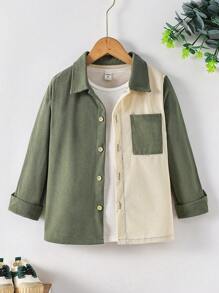 SHEIN 男小童雙色口袋貼布襯衫不帶T恤 - 彩色 - 查看 1