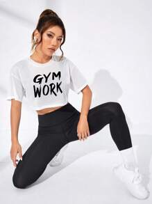 Gameset SHEIN Sport 纯色对比网眼运动T恤健身背心健身房女式衬衫 - 白色 - 查看 4