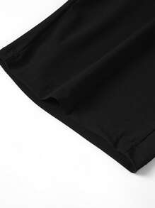 男士腰部抽繩斜口袋短褲 - 黑色 - 查看 5