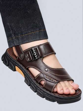 男士鉚釘裝飾休閒露跟時尚涼鞋