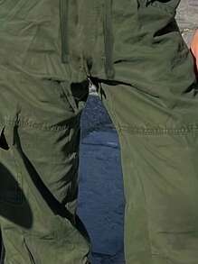 素色腰部抽繩工裝褲 - 軍綠色 - 查看 3