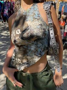 素色腰部抽繩工裝褲 - 軍綠色 - 查看 5