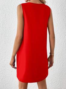 SHEIN Clasi Solid Notched Neck Tank Dress