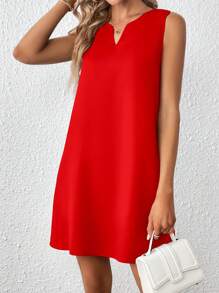 SHEIN Clasi Solid Notched Neck Tank Dress