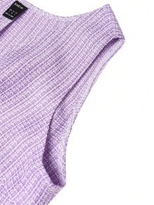 SHEIN Unity Viền tương phản Nút phía trước Áo ba lỗ & Váy - Màu tím hoa cà - Xem 4