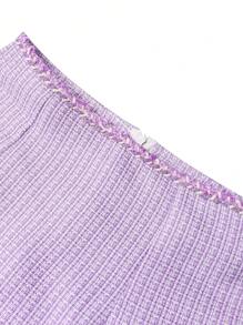 SHEIN Unity Viền tương phản Nút phía trước Áo ba lỗ & Váy - Màu tím hoa cà - Xem 8