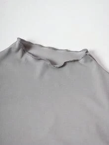 SHEIN Unity 素色小高領緊身連衣裙 - 淺灰色 - 查看 3