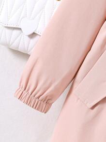 SHEIN Tween Girl 1pc Flap Detail Hooded Coat - Pink - View 3