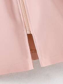 SHEIN Tween Girl 1pc Flap Detail Hooded Coat - Pink - View 4