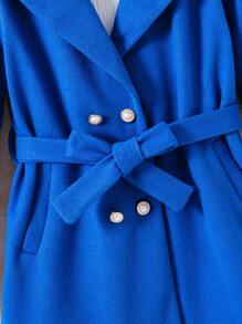 SHEIN Tween Girl 1pc Double Breasted Overcoat - Blue - View 3