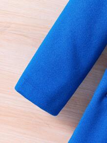 SHEIN Tween Girl 1pc Double Breasted Overcoat - Blue - View 4