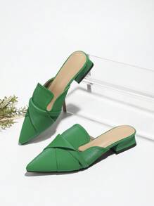 Women's Pointed Toe Fashion Mules - Green - View 1