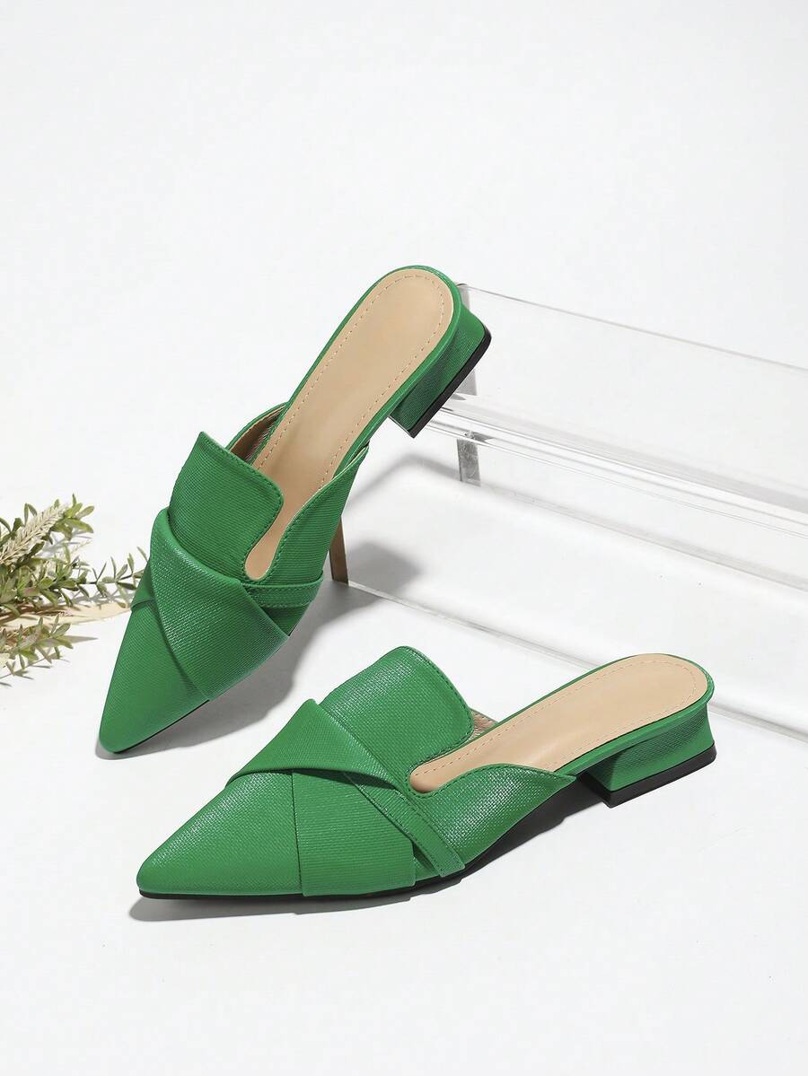 Women's Pointed Toe Fashion Mules - Green - View 1
