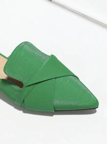Women's Pointed Toe Fashion Mules - Green - View 4