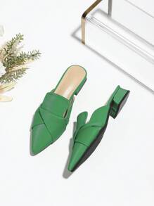 Women's Pointed Toe Fashion Mules - Green - View 5