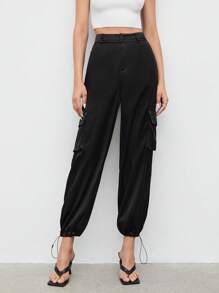 Maija 翻蓋口袋抽繩下擺工裝褲