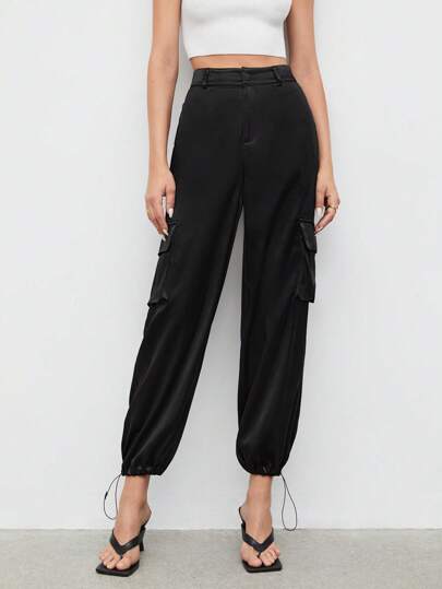 Maija 翻蓋口袋抽繩下擺工裝褲