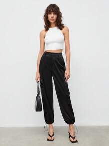 Maija 翻蓋口袋抽繩下擺工裝褲