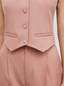 BizChic Chaleco con botones delanteros y pantalones para otoño/invierno - Rosa vieja - Ver 8