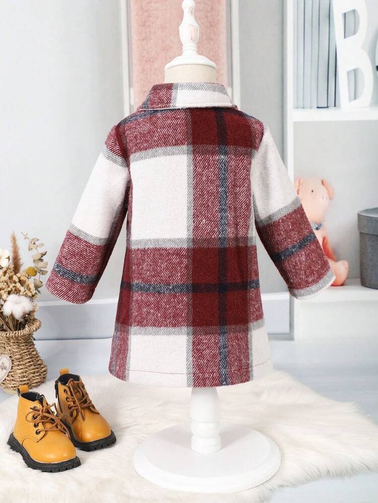 Baby Girl Plaid Print Coat Without Sweater