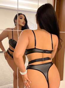 Cắt ra Vòng thép Bộ Bodysuit  Teddy - màu đen - Xem 2