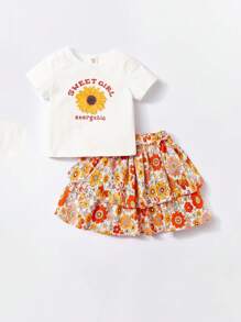 Cozy Pixies 嬰兒1入組花和標語圖案T恤 - 彩色 - 查看 5