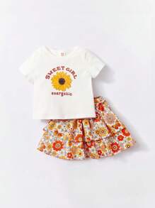 Cozy Pixies 嬰兒1入組花和標語圖案T恤 - 彩色 - 查看 6