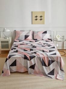 4 cái/bộ Họa tiết Hình học Bằng phẳng & Bộ trang tính được trang bị Đối với Phòng ngủ - Nhiều màu - Xem 2