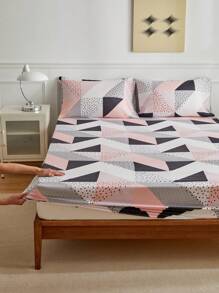 4 cái/bộ Họa tiết Hình học Bằng phẳng & Bộ trang tính được trang bị Đối với Phòng ngủ - Nhiều màu - Xem 3