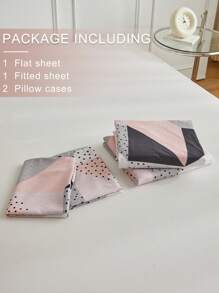 4 cái/bộ Họa tiết Hình học Bằng phẳng & Bộ trang tính được trang bị Đối với Phòng ngủ - Nhiều màu - Xem 7