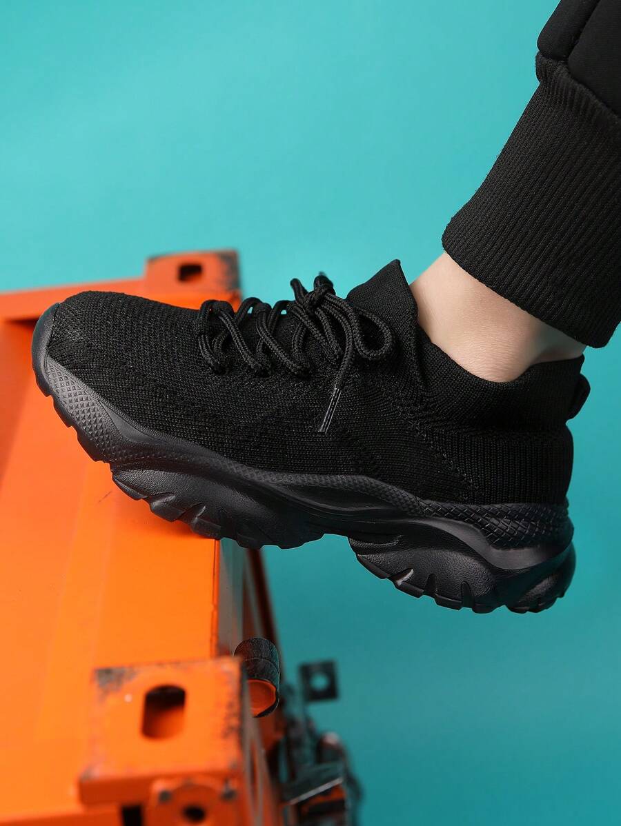 孩子們的繫帶黑色競技跑步鞋 - 黑色 - 查看 1