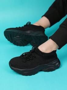 孩子們的繫帶黑色競技跑步鞋 - 黑色 - 查看 2