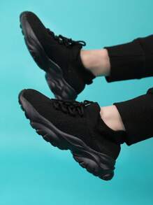 孩子們的繫帶黑色競技跑步鞋 - 黑色 - 查看 4