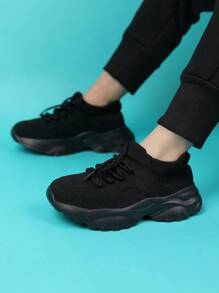 孩子們的繫帶黑色競技跑步鞋 - 黑色 - 查看 6