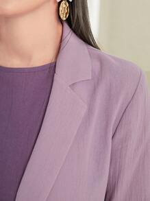 Al Najma Chất rắn Mở Mặt trước Áo choàng Abaya & Bộ váy - Bụi tím - Xem 4