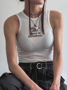 DAZY Crop Tank Top mit Buchstaben Grafik,